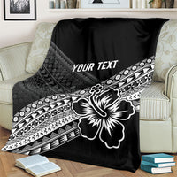 Custom Rugby Fiji Blanket Black Traditional Masi Inspired