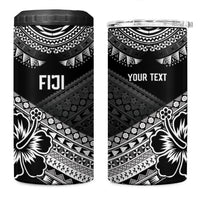 Custom Rugby Fiji 4 in 1 Can Cooler Tumbler Black Traditional Masi Inspired