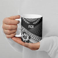 Custom Rugby Fiji Ceramic Mug Black Traditional Masi Inspired