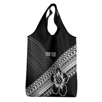 Custom Rugby Fiji Grocery Bag Black Traditional Masi Inspired