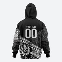 Custom Rugby Fiji Hoodie Black Traditional Masi Inspired