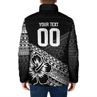 Custom Rugby Fiji Padded Jacket Black Traditional Masi Inspired