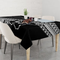 Custom Rugby Fiji Tablecloth Black Traditional Masi Inspired