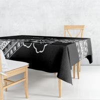 Custom Rugby Fiji Tablecloth Black Traditional Masi Inspired