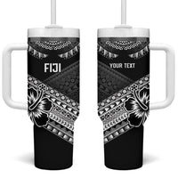 Custom Rugby Fiji Tumbler With Handle Black Traditional Masi Inspired
