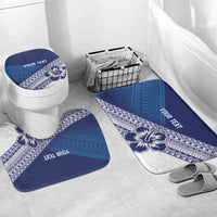 Custom Rugby Fiji Bathroom Set Blue Traditional Masi Inspired