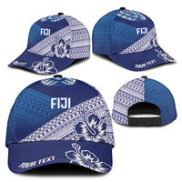 Personalised Rugby Fiji Classic Cap Blue Traditional Masi Inspired