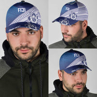 Personalised Rugby Fiji Classic Cap Blue Traditional Masi Inspired