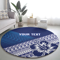 Custom Rugby Fiji Round Carpet Blue Traditional Masi Inspired