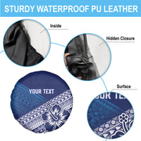 Custom Rugby Fiji Spare Tire Cover Blue Traditional Masi Inspired