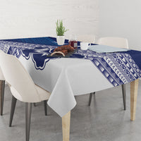 Custom Rugby Fiji Tablecloth Blue Traditional Masi Inspired