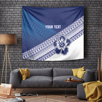 Custom Rugby Fiji Tapestry Blue Traditional Masi Inspired