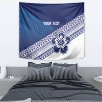 Custom Rugby Fiji Tapestry Blue Traditional Masi Inspired