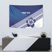 Custom Rugby Fiji Tapestry Blue Traditional Masi Inspired