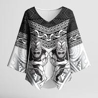 Custom Rugby New Zealand Black Fern Kimono Sleeve Blouse Niho Taniwha Inspired