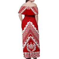 Tonga Rugby Off Shoulder Maxi Dress Proud Tongan Ngatu Kupesi World Cup 2023 No1 LT9 - Polynesian Pride