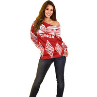 Tonga Rugby Off Shoulder Sweater Proud Tongan Ngatu Kupesi World Cup 2023 No1 LT9 - Polynesian Pride