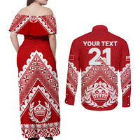 Custom Tonga Rugby Couples Matching Off Shoulder Maxi Dress and Long Sleeve Button Shirts Proud Tongan Ngatu Kupesi World Cup 2023 No1 LT9 - Polynesian Pride