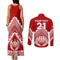 Custom Tonga Rugby Couples Matching Tank Maxi Dress and Long Sleeve Button Shirts Proud Tongan Ngatu Kupesi World Cup 2023 No1 LT9 - Polynesian Pride