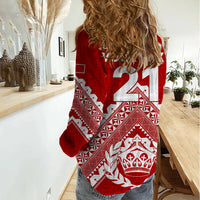 Custom Tonga Rugby Women Casual Shirt Proud Tongan Ngatu Kupesi World Cup 2023 No1 LT9 - Polynesian Pride