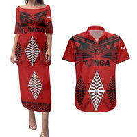 Custom Tonga Rugby Couples Matching Puletasi Dress and Hawaiian Shirt Proud Tongan Ngatu Kupesi World Cup 2023 No2 LT9 Black - Polynesian Pride