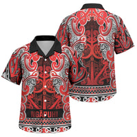 Aotearoa Iwi Ngapuhi Family Matching Short Sleeve Bodycon Dress and Hawaiian Shirt Maori Wharenui House Tribal Pattern LT9 Son's Shirt Red - Polynesian Pride