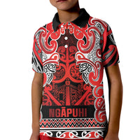 Aotearoa Iwi Ngapuhi Kid Polo Shirt Maori Wharenui House Tribal Pattern LT9 Kid Red - Polynesian Pride
