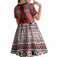 Aotearoa Iwi Ngapuhi Kid Short Sleeve Dress Maori Wharenui House Tribal Pattern LT9 - Polynesian Pride