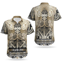 Aotearoa Iwi Waikato Tainui Couples Matching Off Shoulder Maxi Dress and Hawaiian Shirt Maori Wharenui House Tribal Pattern LT9 - Polynesian Pride
