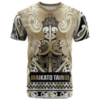 Aotearoa Iwi Waikato Tainui T Shirt Maori Wharenui House Tribal Pattern LT9 Light Gold - Polynesian Pride