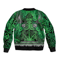 Aotearoa Iwi Ngati Maniapoto Sleeve Zip Bomber Jacket Maori Wharenui House Tribal Pattern LT9 - Polynesian Pride