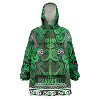 Aotearoa Iwi Ngati Maniapoto Wearable Blanket Hoodie Maori Wharenui House Tribal Pattern LT9 One Size Dark green - Polynesian Pride