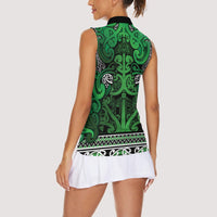 Aotearoa Iwi Ngati Maniapoto Women Sleeveless Polo Shirt Maori Wharenui House Tribal Pattern LT9 - Polynesian Pride