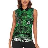 Aotearoa Iwi Ngati Maniapoto Women Sleeveless Polo Shirt Maori Wharenui House Tribal Pattern LT9 - Polynesian Pride