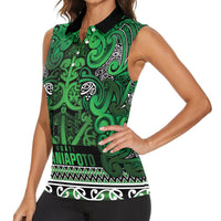 Aotearoa Iwi Ngati Maniapoto Women Sleeveless Polo Shirt Maori Wharenui House Tribal Pattern LT9 - Polynesian Pride