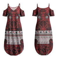 Aotearoa Iwi Te Arawa Couples Matching Summer Maxi Dress and Long Sleeve Button Shirt Maori Wharenui House Tribal Pattern LT9 - Polynesian Pride