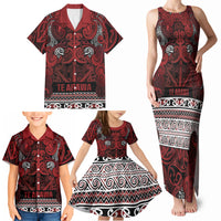 Aotearoa Iwi Te Arawa Family Matching Tank Maxi Dress and Hawaiian Shirt Maori Wharenui House Tribal Pattern LT9 - Polynesian Pride