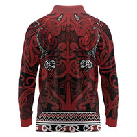 Aotearoa Iwi Te Arawa Long Sleeve Polo Shirt Maori Wharenui House Tribal Pattern LT9 - Polynesian Pride