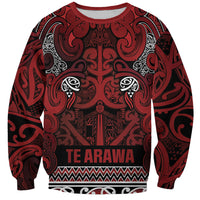 Aotearoa Iwi Te Arawa Sweatshirt Maori Wharenui House Tribal Pattern LT9 Unisex Dark Red - Polynesian Pride