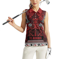 Aotearoa Iwi Te Arawa Women Sleeveless Polo Shirt Maori Wharenui House Tribal Pattern LT9 - Polynesian Pride