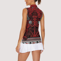 Aotearoa Iwi Te Arawa Women Sleeveless Polo Shirt Maori Wharenui House Tribal Pattern LT9 - Polynesian Pride