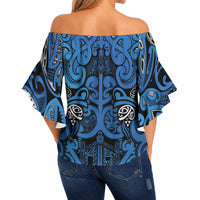 Aotearoa Iwi Ngati Porou Off Shoulder Wrap Waist Top Maori Wharenui House Tribal Pattern LT9 - Polynesian Pride