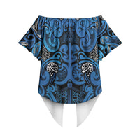 Aotearoa Iwi Ngati Porou Off Shoulder Wrap Waist Top Maori Wharenui House Tribal Pattern LT9 - Polynesian Pride