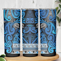 Aotearoa Iwi Ngati Porou Skinny Tumbler Maori Wharenui House Tribal Pattern LT9 - Polynesian Pride