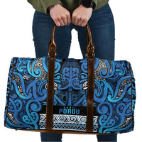 Aotearoa Iwi Ngati Porou Travel Bag Maori Wharenui House Tribal Pattern LT9 Blue - Polynesian Pride