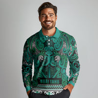 Aotearoa Iwi Ngai Tahu Long Sleeve Polo Shirt Maori Wharenui House Tribal Pattern LT9 - Polynesian Pride
