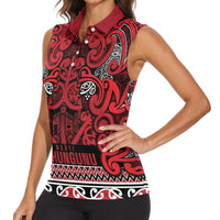 Aotearoa Iwi Ngati Kahungunu Women Sleeveless Polo Shirt Maori Wharenui House Tribal Pattern LT9 - Polynesian Pride