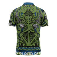 Aotearoa Iwi Whakatohea Zipper Polo Shirt Maori Wharenui House Tribal Pattern LT9 - Polynesian Pride