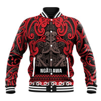 Aotearoa Iwi Ngati Awa Baseball Jacket Maori Wharenui House Tribal Pattern LT9 Unisex Red - Polynesian Pride