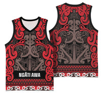 Aotearoa Iwi Ngati Awa Basketball Jersey Maori Wharenui House Tribal Pattern LT9 - Polynesian Pride